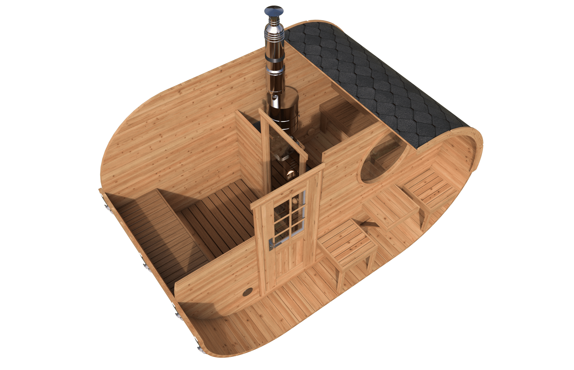 Small Oval Sauna 2.4x4 interior